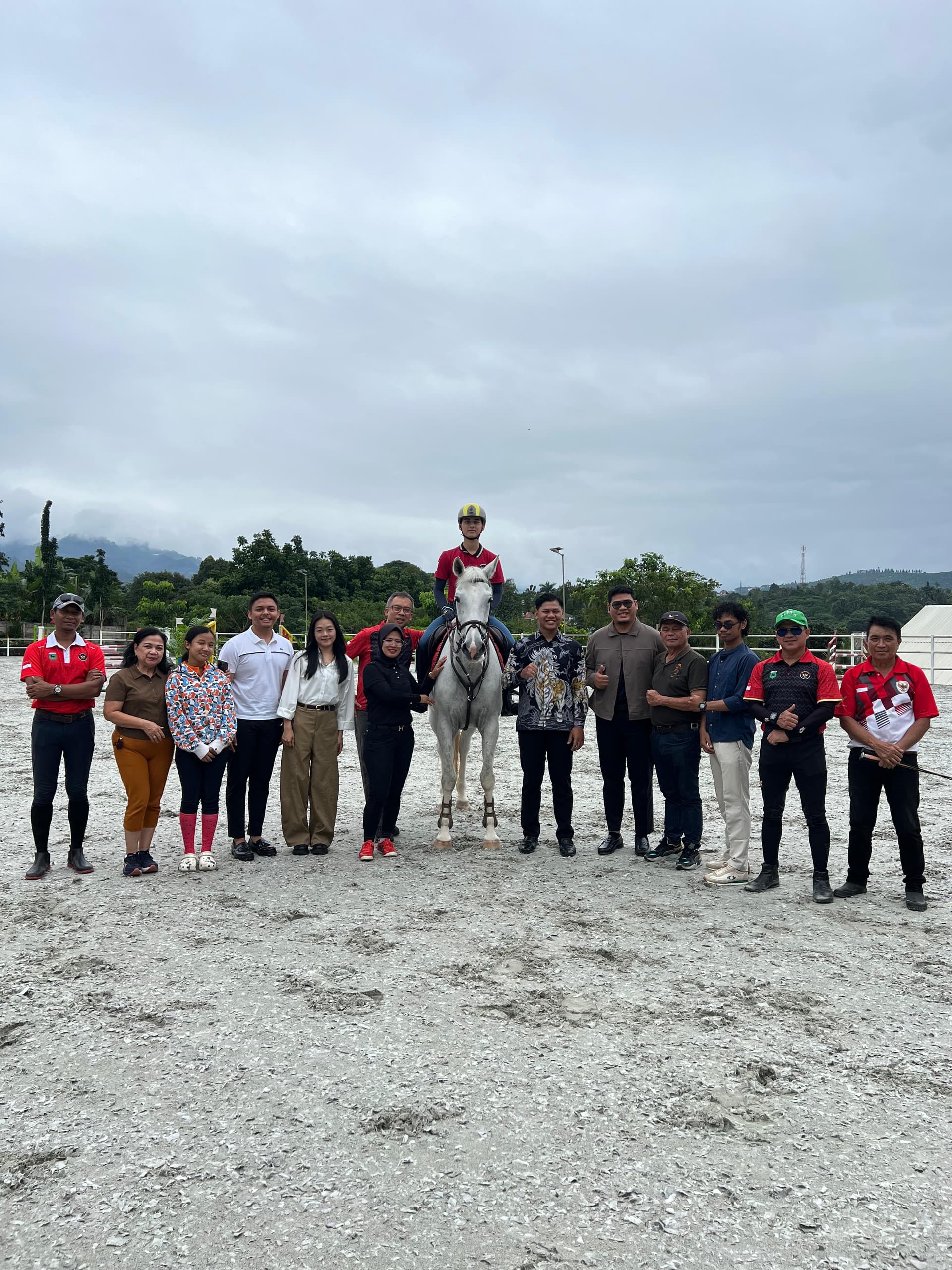Equestrian team at the arena